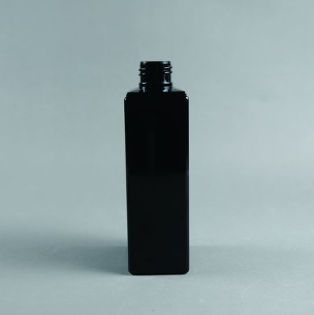 Zwarte rechthoekige PETG-fles